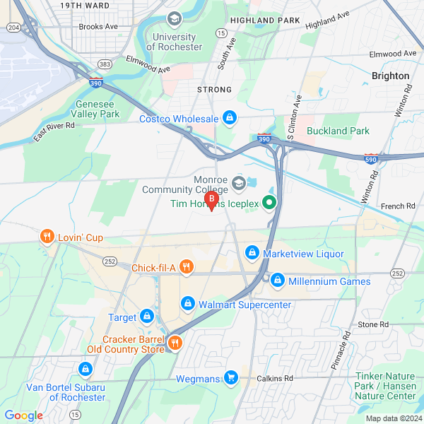 Rochester Junk Cars location map: 104A Metro Park, Rochester, NY